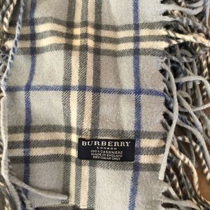 Burberry light blue plaid cashmere happy scarf